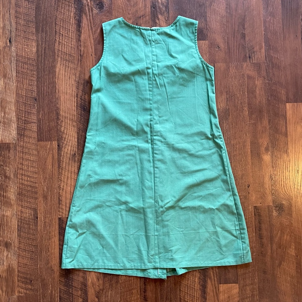VTG 70s Girl Scouts Junior Uniform Dress Green Permanent Press A-Line USA - Picture 2 of 7